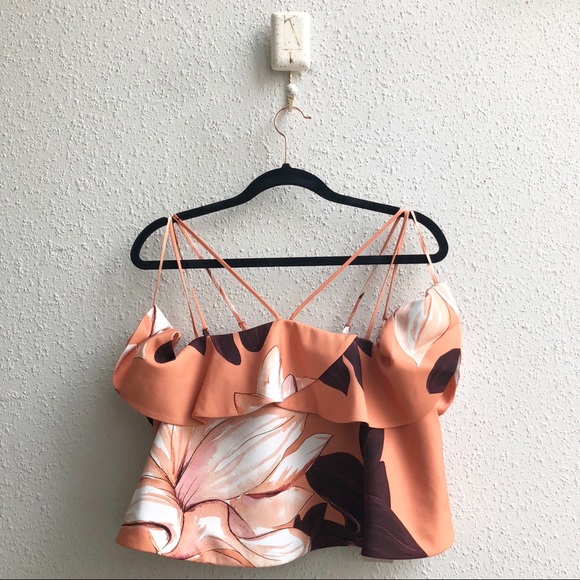 Keepsake Bitter Sweet Crop Top PEACH FLORAL - Picture 5 of 8